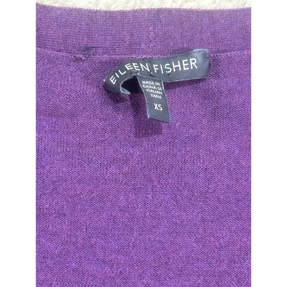 Eileen Fisher Purple Merino Wool V Neck Button Front‎ Cardigan Sweater XS - Picture 6 of 11